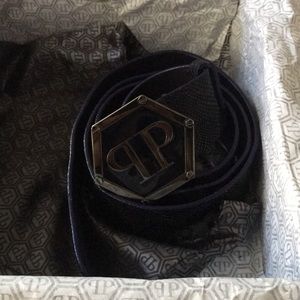 Philipp Plein dyed phython logo belt